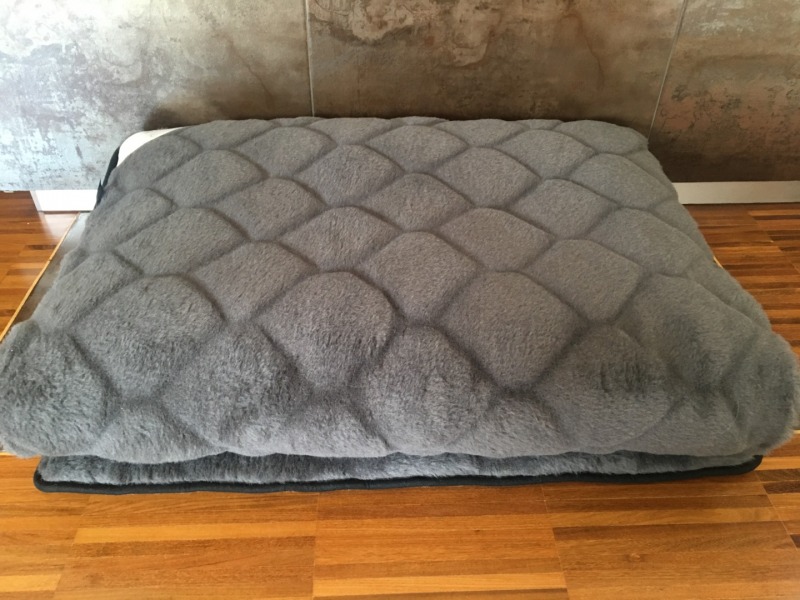 MATERAC Z WEŁNY ALPAKI CIEMNEJ CARO + CAMEL CIEMNY 160x200