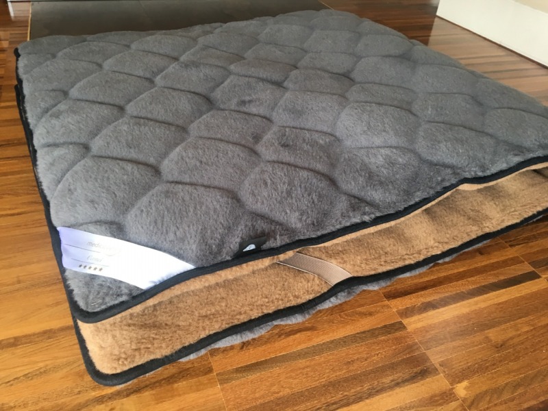MATERAC Z WEŁNY ALPAKI CIEMNEJ CARO + CAMEL CIEMNY 160x200