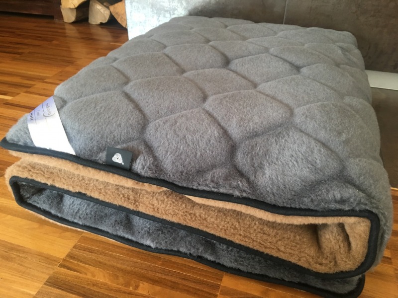 MATERAC Z WEŁNY ALPAKI CIEMNEJ CARO + CAMEL CIEMNY 160x200