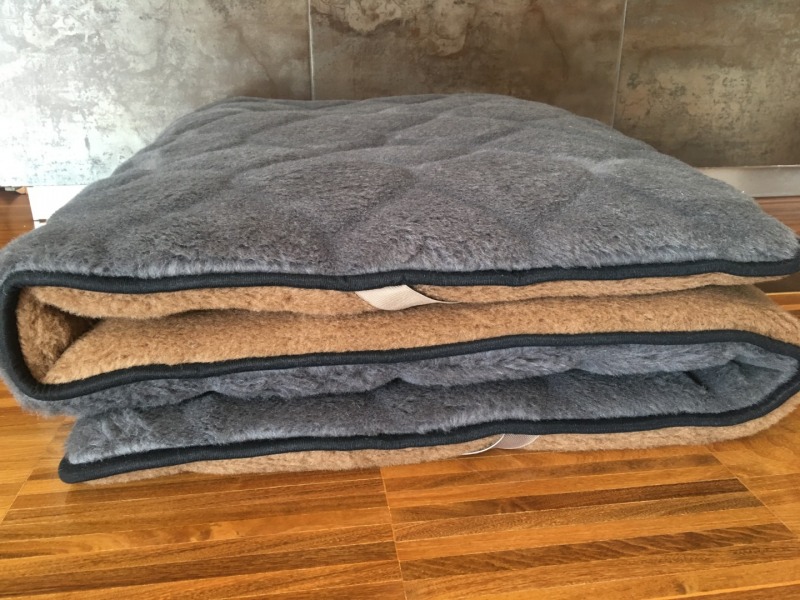 MATERAC Z WEŁNY ALPAKI CIEMNEJ CARO + CAMEL CIEMNY 160x200