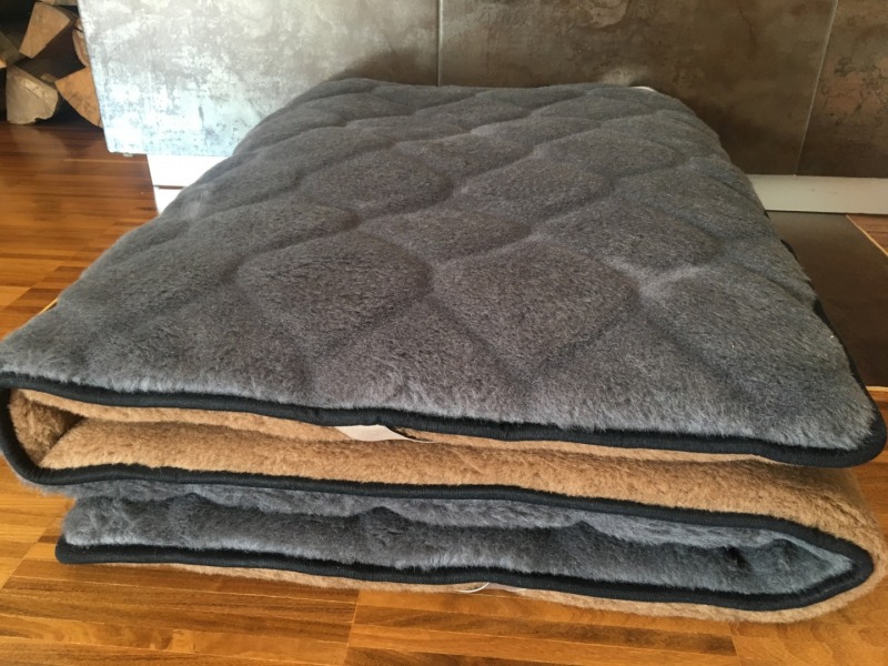 MATERAC Z WEŁNY ALPAKI CIEMNEJ CARO + CAMEL CIEMNY 160x200