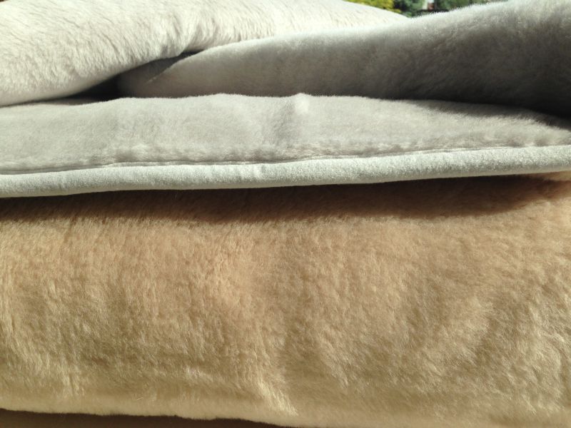 KOŁDRA Z WEŁNY ALPAKI SILVER + CAMEL CAPPUCINO 140x200