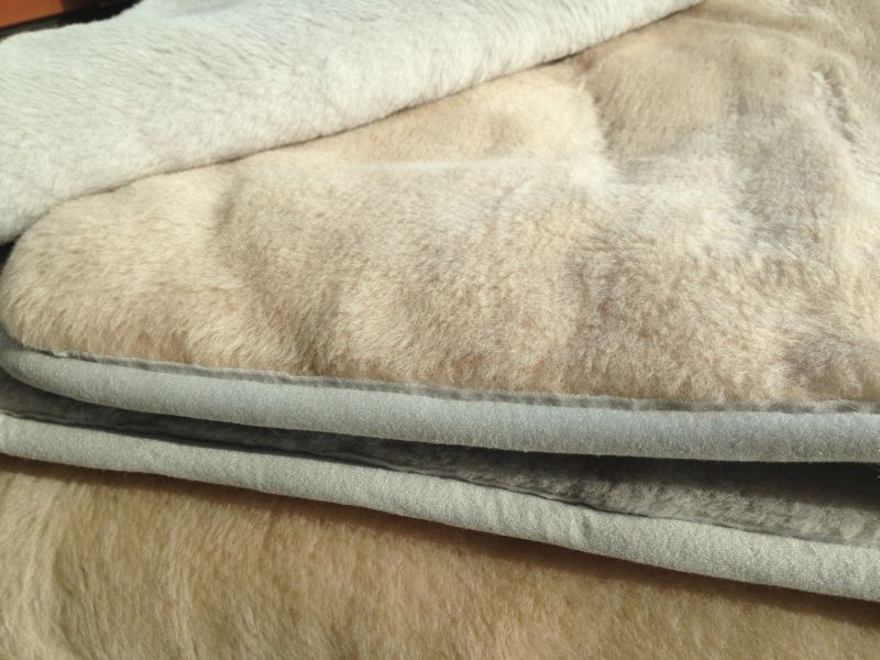KOŁDRA Z WEŁNY ALPAKI SILVER + CAMEL CAPPUCINO 140x200