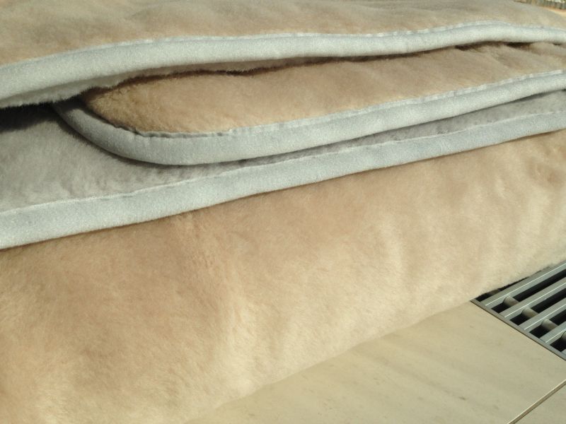 KOŁDRA Z WEŁNY ALPAKI SILVER + CAMEL CAPPUCINO 140x200