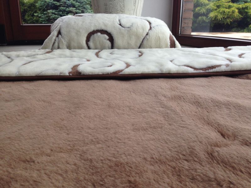 0316 POŚCIEL Z WEŁNY KASZMIR LUNA + CAMEL CIEMNY 140x200 + PODKŁAD