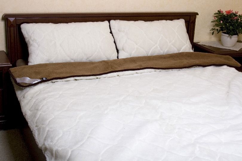 0471 POŚCIEL Z WEŁNY KASZMIR SOFFIATO + CAMEL CIEMNY 160x200 + PODKŁAD