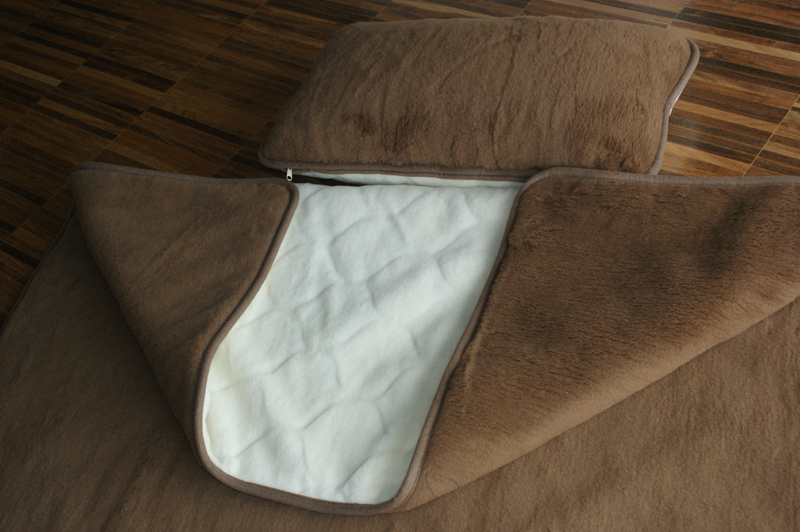 POŚCIEL Z WEŁNY CAMEL CIEMNY + KASZMIR CARO 140x200 + PODKŁAD