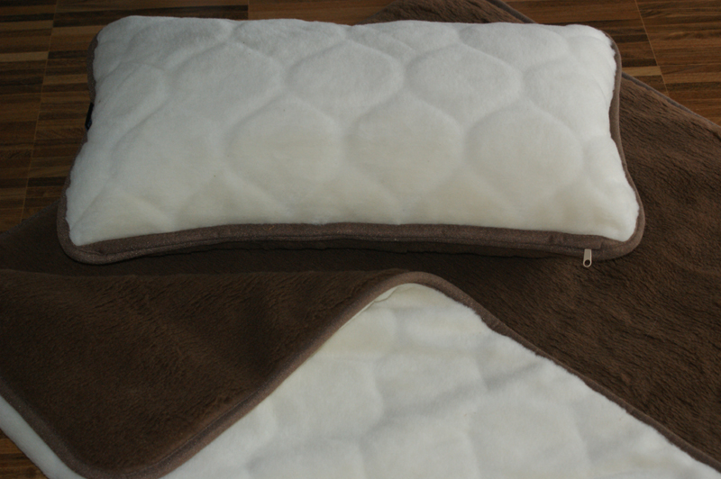 POŚCIEL Z WEŁNY CAMEL CIEMNY + KASZMIR CARO 140x200 + PODKŁAD