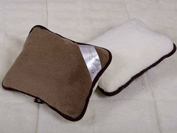 PODUSZKA WEŁNIANA 40x45 KASZMIR GŁADKI + CAMEL CIEMNY