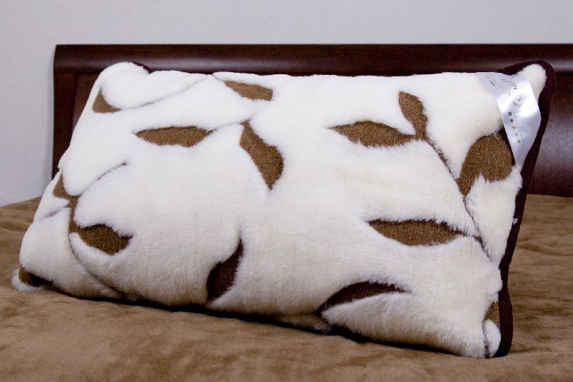 PODUSZKA WEŁNIANA 45x75 KASZMIR BENJAMIN BRĄZOWY + CAMEL CHOCOLATTE