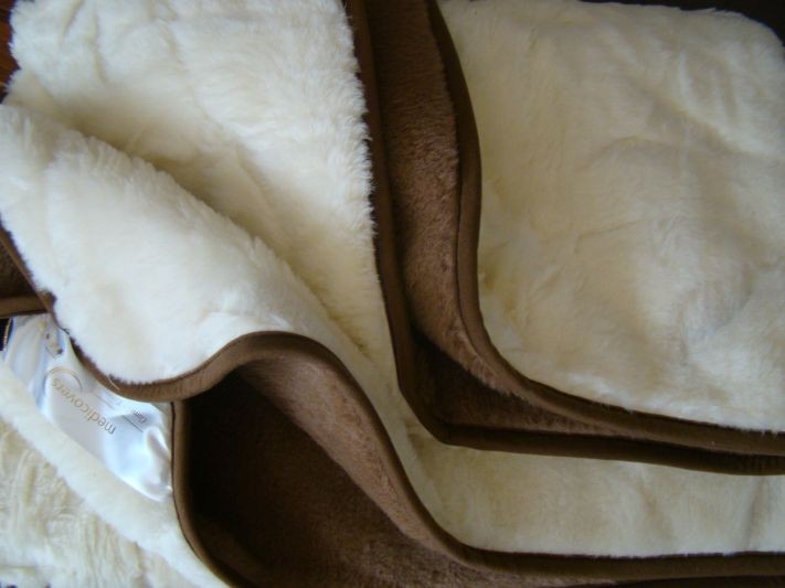 KOŁDRA Z WEŁNY CAMEL CIEMNY + KASZMIR WHITE 240x200