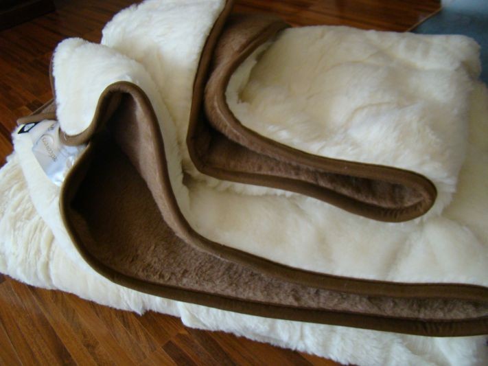 KOŁDRA Z WEŁNY CAMEL CIEMNY + KASZMIR WHITE 240x200