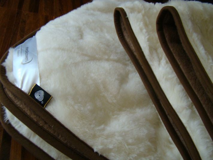KOŁDRA Z WEŁNY CAMEL CIEMNY + KASZMIR WHITE 240x200