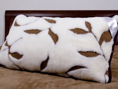 PODUSZKA WEŁNIANA 45x75 KASZMIR BENJAMIN BRĄZOWY + CAMEL CHOCOLATTE