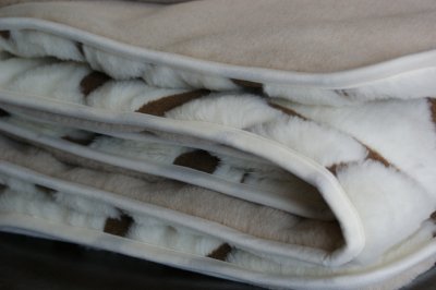 KOŁDRA Z WEŁNY KASZMIR BENJAMIN BRĄZOWY + CAMEL JASNY 220x200