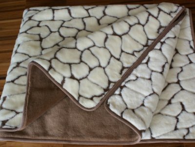 KOŁDRA Z WEŁNY CAMEL CIEMNY + KASZMIR GIRAFFE 240X200