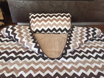 POŚCIEL Z WEŁNY CAMEL CAPPUCCINO PASY 140x200