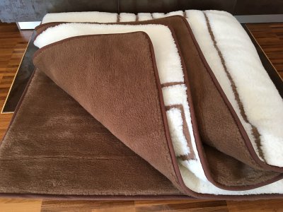 KOŁDRA Z WEŁNY CAMEL CIEMNY + MERYNOS TUMBLER GREKA 140x200