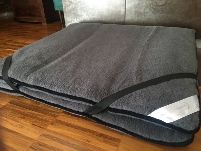 MATERAC Z WEŁNY ALPAKA CIEMNA GŁADKA + ALPAKA CIEMNA GŁADKA 140X200