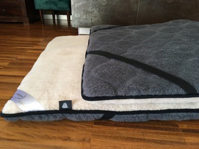 MATERAC Z WEŁNY ALPAKI CIEMNEJ CARO + CAMEL JASNY 200x200
