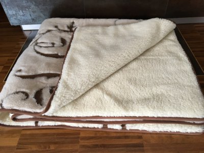 KOŁDRA Z WEŁNY CAMEL JASNY BOHO + MERYNOS TUMBLER 140x200