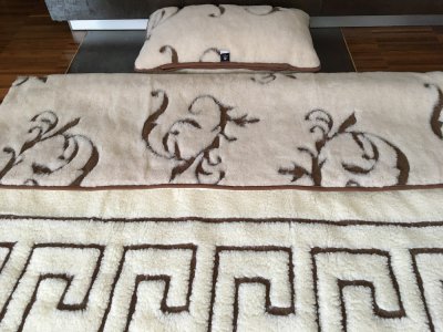 POŚCIEL Z WEŁNY CAMEL JASNY BOHO + MERYNOS T. GREKA 140x200 + PODKŁAD
