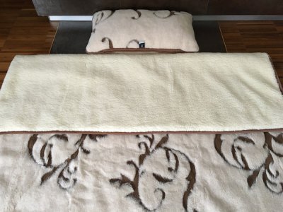 POŚCIEL Z WEŁNY CAMEL JASNY BOHO + MERYNOS TUMBLER 140x200 + PODKŁAD