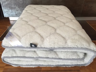 MATERAC Z WEŁNY ALPAKI JASNEJ CARO + ALPAKA GŁADKA 160x200