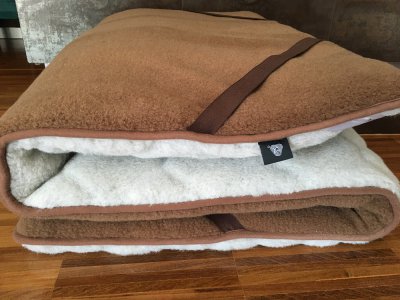 MATERAC Z WEŁNY ALPAKI JASNEJ CARO + CAMEL CIEMNY 100x200