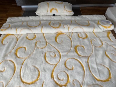 POŚCIEL Z WEŁNY KASZMIR GOLD + KASZMIR CARO 140X200 + MATERAC