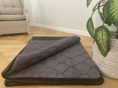 KOŁDRA Z WEŁNY MERYNOS SYBERIA DZIKI BRĄZ + ALPAKA CIEMNA CARO 160x200