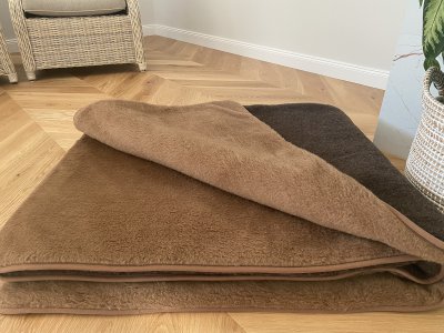 KOŁDRA Z WEŁNY MERYNOS SYBERIA DZIKI BRĄZ + CAMEL CIEMNY 140x200