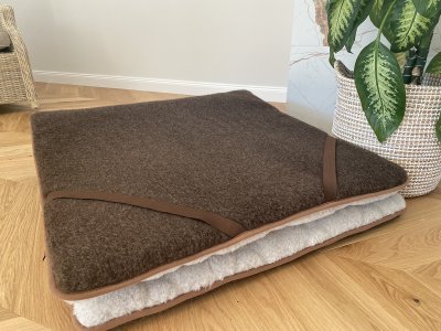 MATERAC Z WEŁNY MERYNOS SYBERIA DZIKI BRĄZ + ALPAKA JASNA CARO 220X200