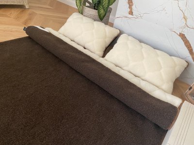 POŚCIEL Z WEŁNY MERYNOS SYBERIA DZIKI BRĄZ + KASZMIR CARO 180x200 + MATERAC