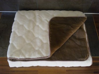 KOŁDRA Z WEŁNY KASZMIR WYTŁACZANY + CAMEL CIEMNY 160x200