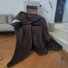 KOC Z WEŁNY ALPAKI NATURALNY CIEMNY BRĄZ 220x200
