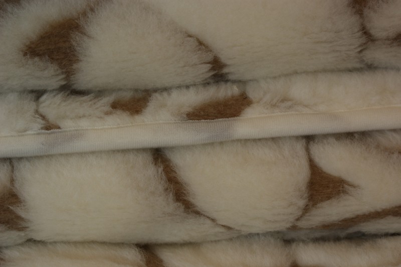 KOŁDRA Z WEŁNY CAMEL WARKOCZ BIAŁY + KASZMIR GŁADKI 200x200