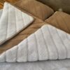 POŚCIEL Z WEŁNY ALPAKI SILVER PASY + CAMEL CIEMNY PASY 200x200