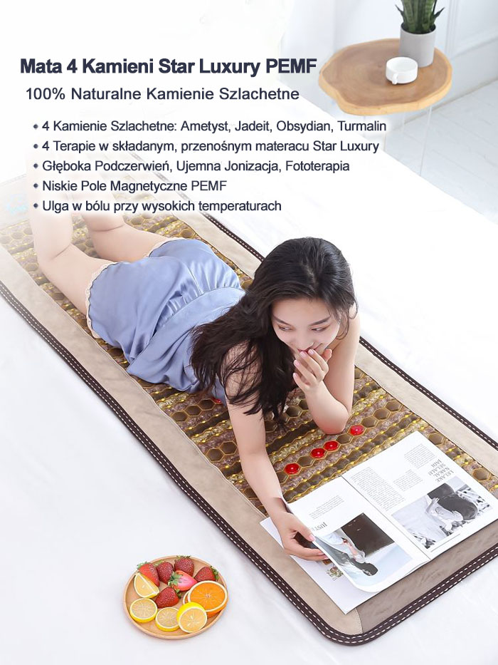 Mata STAR 4K Ametyst + Nefryt + Turmalin + Obsidian + Foton + Pemf 60x180 cm - funkcja pola magnetycznego PEMF - Mata 4 Kamieni Star - Designerskie Wykonanie - Koreańska Jakość - cena katalogowa 5400 złotych