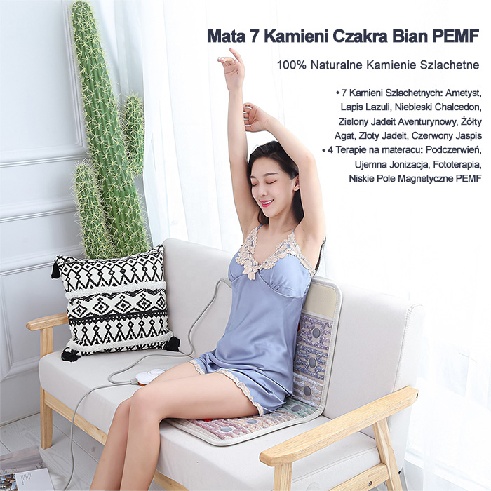 Mata Energy BIAN Czakra 7 Kamieni + Pemf + Photon 80x50 cm - Kamienie Szlachetne + Kamienie Bian + pole magnetyczne PEMF + funkcja PHOTON - Kolekcja 2022 - Sprzedaż wyłącznie dla Firm w Hurcie przy zakupie minimum 4 sztuk cena za sztukę