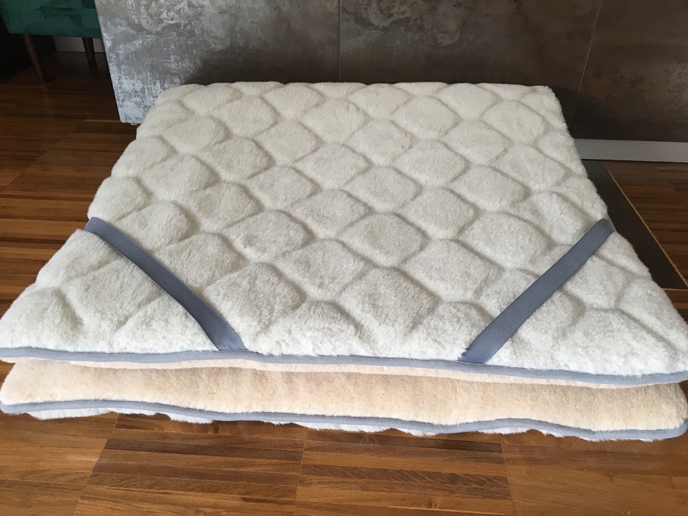 MATERAC Z WEŁNY ALPAKI JASNEJ CARO + CAMEL JASNY 160x200