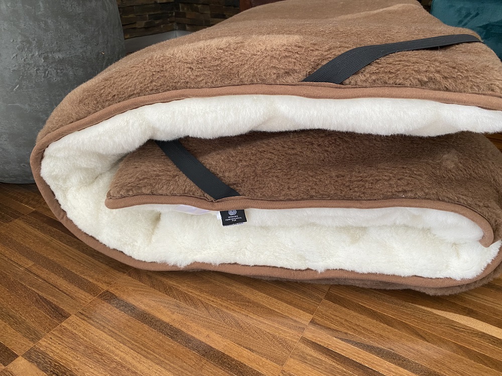 MATERAC Z WEŁNY CAMEL CIEMNY + KASZMIR CARO MEGA GRUBY 180x200