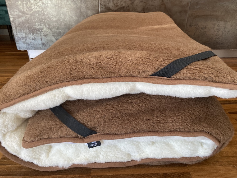 MATERAC Z WEŁNY CAMEL CIEMNY + KASZMIR CARO MEGA GRUBY 180x200