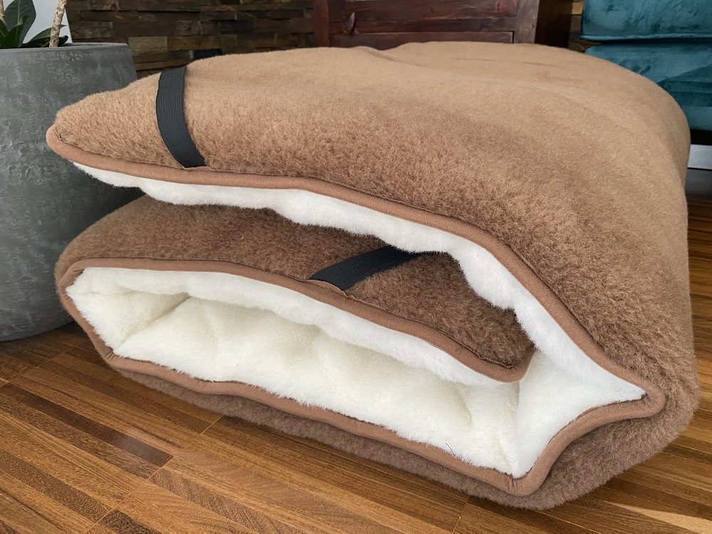 MATERAC Z WEŁNY CAMEL CIEMNY + KASZMIR CARO MEGA GRUBY 180x200