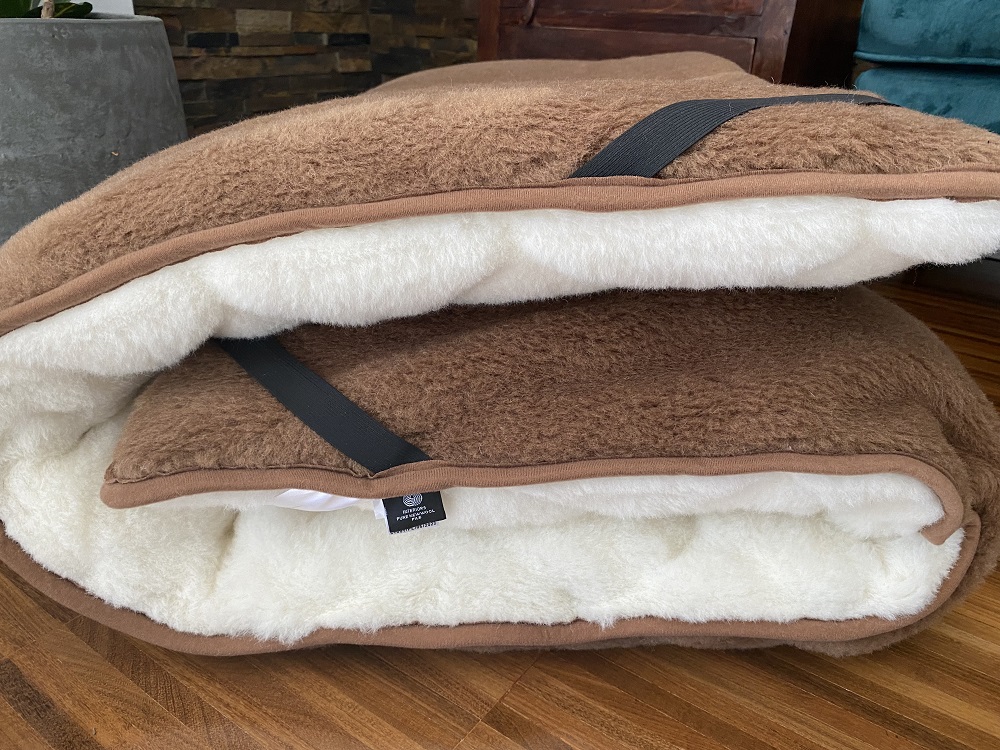 MATERAC Z WEŁNY CAMEL CIEMNY + KASZMIR CARO MEGA GRUBY 180x200