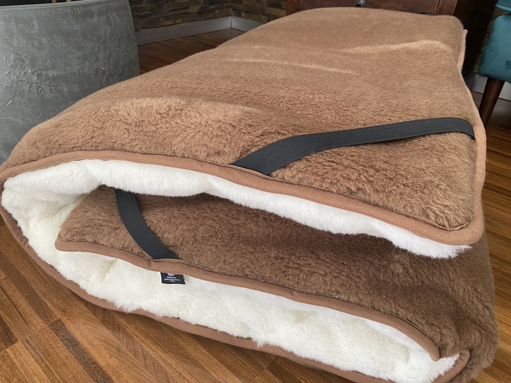 MATERAC Z WEŁNY CAMEL CIEMNY + KASZMIR CARO MEGA GRUBY 180x200
