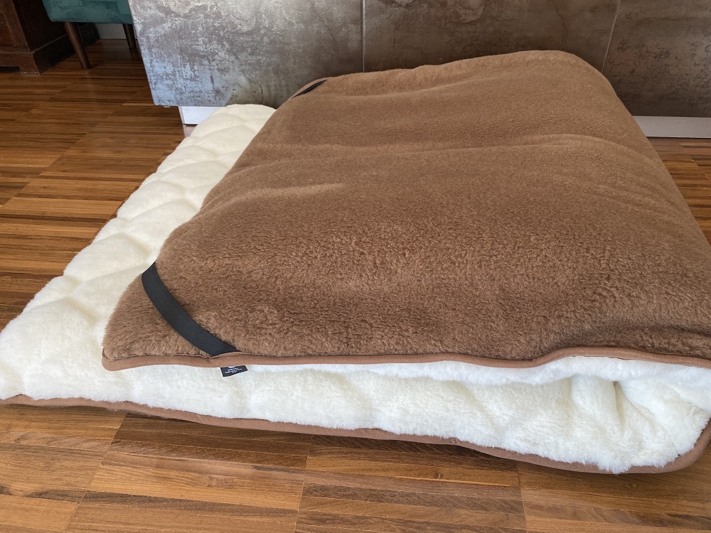 MATERAC Z WEŁNY CAMEL CIEMNY + KASZMIR CARO MEGA GRUBY 180x200