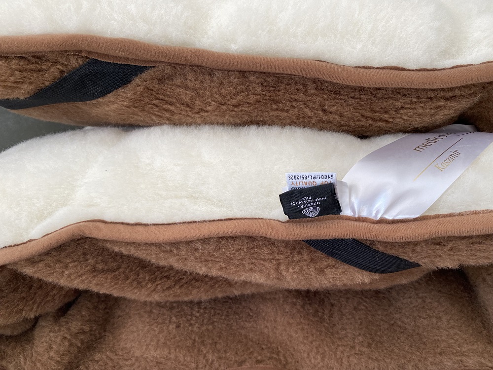 MATERAC Z WEŁNY CAMEL CIEMNY + KASZMIR CARO MEGA GRUBY 180x200