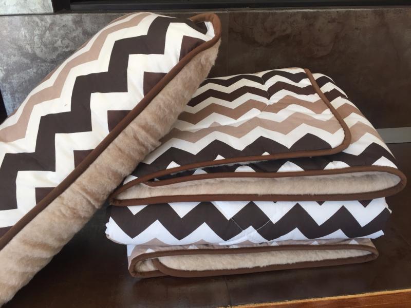 POŚCIEL Z WEŁNY CAMEL CAPPUCCINO PASY 140x200