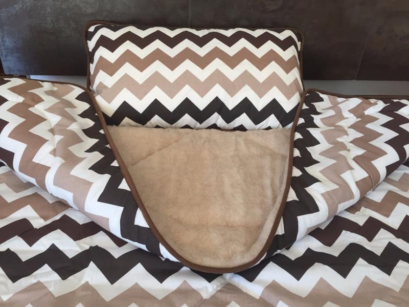 POŚCIEL Z WEŁNY CAMEL CAPPUCCINO PASY 140x200